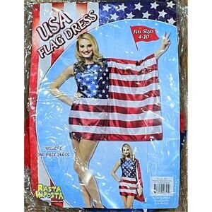USA Flag Dress Womens Costume Halloween American United States Size 4-10